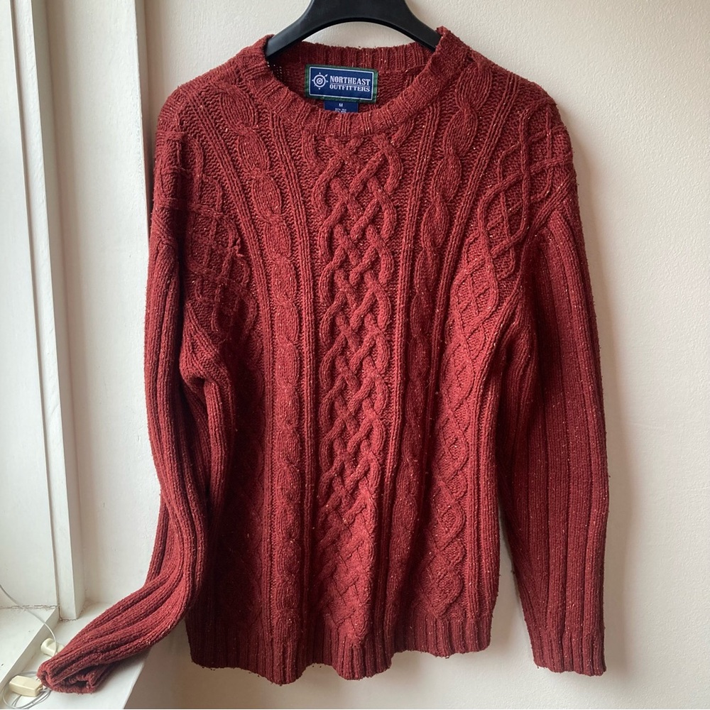 Northeast Outfitters Men's Red Cable Knit Sweater